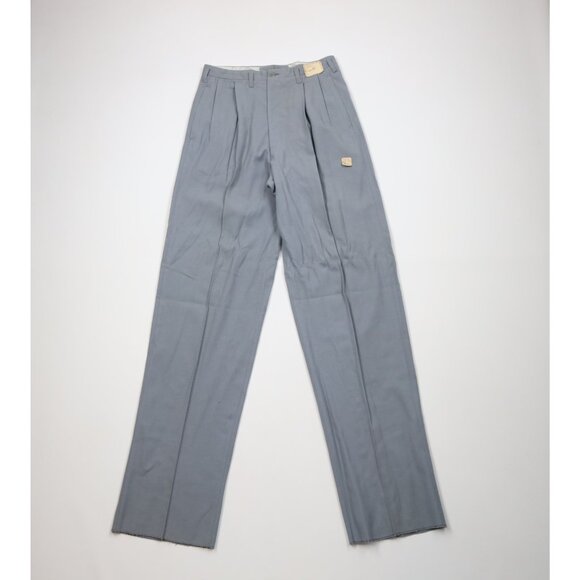 Deadstock Vtg 50s Mens Size 30x37 Wool Pleated Wide Leg Bell Bottoms Pants Gray